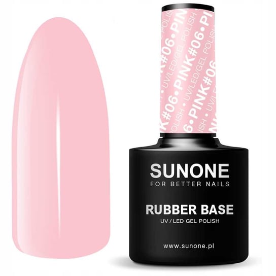 Sunone, Lakier lakier hybrydowy rubber base pink #06, 12 g Sunone