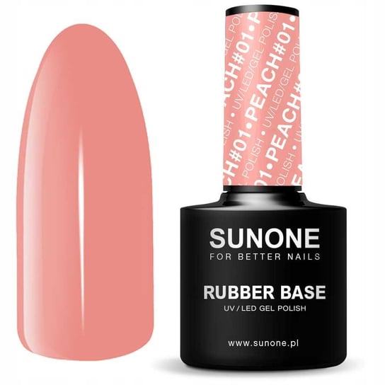 Sunone, Rubber Base, Lakier Hybrydowy, Peach #01, 12 G Sunone