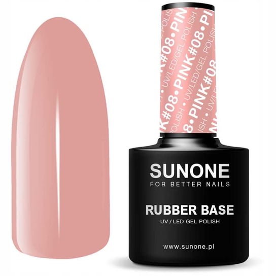Sunone, Rubber Base, Lakier Hybrydowy, Pink #08, 12 G Sunone