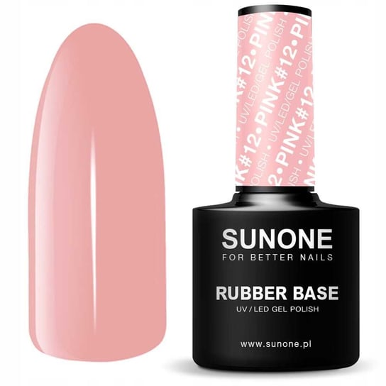Sunone, Rubber Base, Lakier Hybrydowy, Pink #12, 12 G Sunone