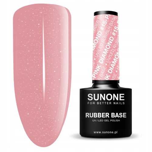 Sunone, Rubber Base, Lakier Hybrydowy, Pink Diamond #15, 5 G Sunone