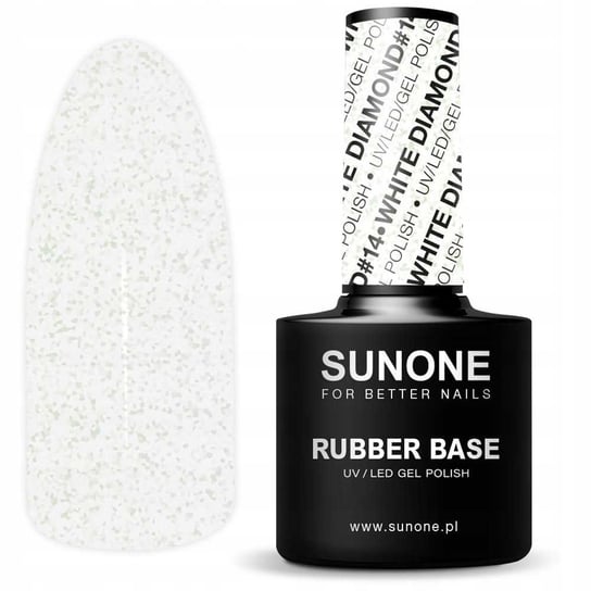 Sunone, Rubber Base, Lakier Hybrydowy, White Diamond #14, 12 G Sunone