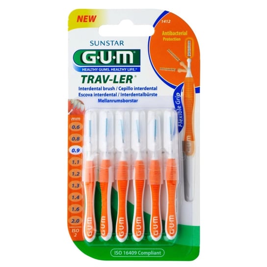 Sunstar Gum, Szczoteczki międzyzębowe higiena 0,9 mm pomarańczowe, 6 szt. Sunstar Gum