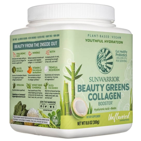 Sunwarrior Beauty Greens Collagen Booster Bezsmakowy, 300 g Sunwarrior