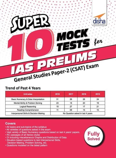 Super 10 Mock Tests for IAS Prelims General Studies Paper 2 (CSAT) Exam Disha Experts