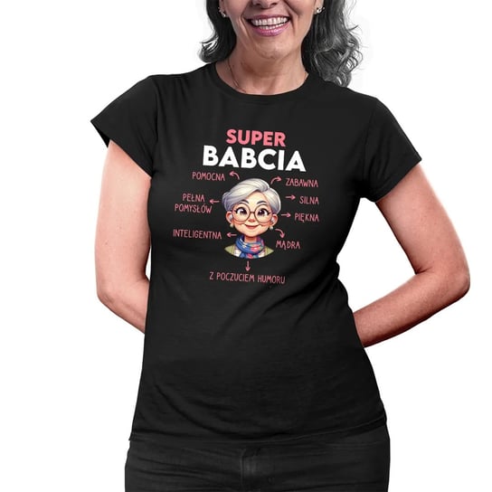 Super babcia - pomocna, pełna pomysłów - damska koszulka na prezent dla babci Koszulkowy