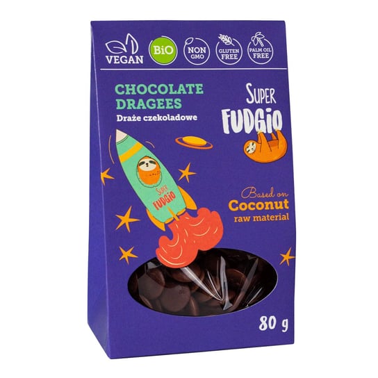 Super Fudgio, drażetki czekoladowe bezglutenowe bio, 80 g SUPER FUDGIO