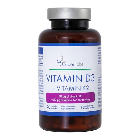 Super Labs, Vitamin D3 + Vitamin K2, suplement diety, 90 kapsułek Super Labs