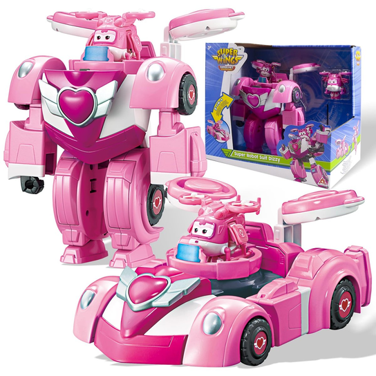 Super Wings Jett's Robo Rig Vehicule Transformable en Robot 18 cm + 1 Figurine,Jouet Enfant 2 3 4 5 6 7 8 Ans Garcon Fille