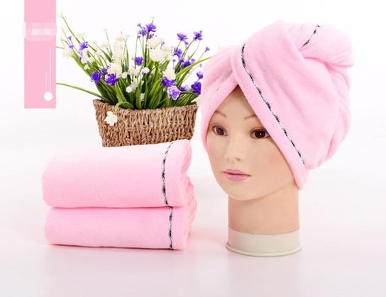 Superchłonny ręcznik do włosów, turban z mikrofibry JASNORÓŻOWY Hedo