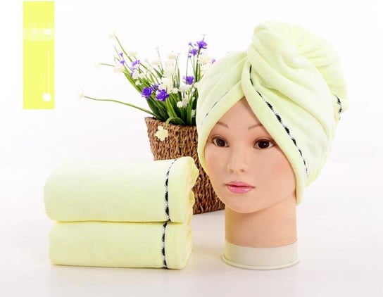 Superchłonny ręcznik do włosów turban z mikrofibry JASNOŻÓŁTY Hedo