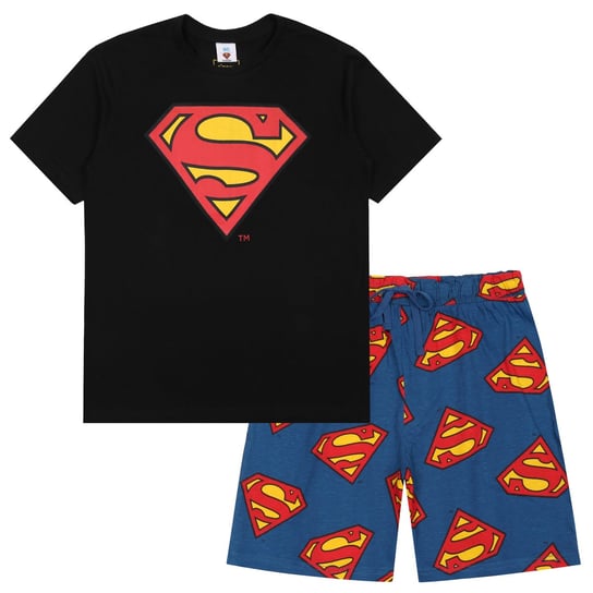 Superman Męska piżama na krótki rękaw, czarno-niebieska S DC COMICS