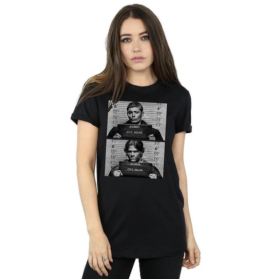 Supernatural Damska Bawełniana Koszulka Boyfriend Winchester Mugshot (S (52-55 Cm) / Czarny) Supernatural