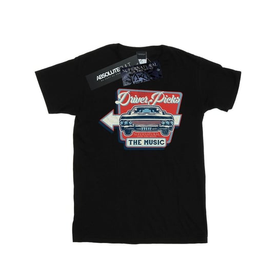 Supernatural Koszulka Damska / Damska Driver Picks The Music Cotton Boyfriend T-Shirt (M / Czarny) Supernatural
