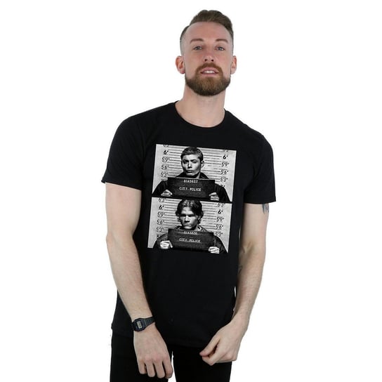 Supernatural Męska Bawełniana Koszulka Winchester Mugshot (3XL / Czarny) Supernatural