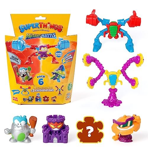 Superthings Mutant Battle Series – Pack Of 6. Includes 4 Superthings (1 Silver Captain) And 2 Exoskeletons. Pack 5 Of 6 Other