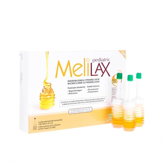 Suplement diety, Aboca, Melilax Pediatric, mikrowlewka z promelaxin, 6x5 g Inna marka