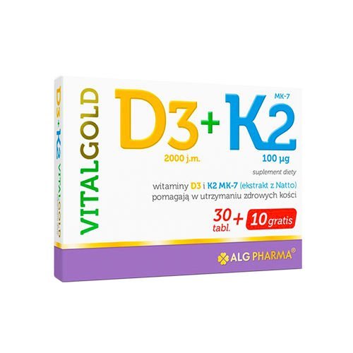 Suplement diety, Alg Pharma K2 + D3 Vitalgold - 40Tabs Alg Pharma