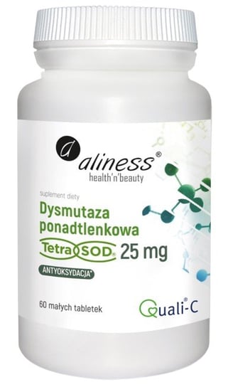 Suplement diety, Aliness, Dysmutaza ponadtlenkowa (Tetra Sod) 25mg, 60 vege tabs. MedicaLine