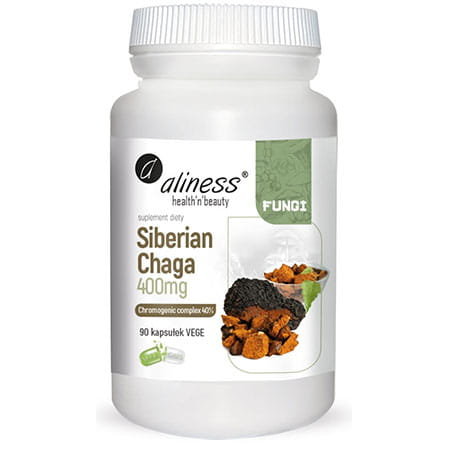 Suplement diety, Aliness Fungi Siberian Chaga 400mg 90 Kaps Aliness