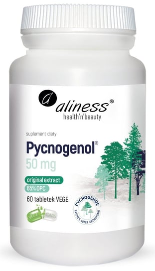 Suplement diety, Aliness Pycnogenol ® ekstrakt z kory sosny 65% 50 mg 60 tabletek Aliness