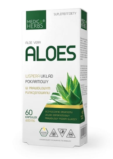 Suplement diety, Aloes - Wyciąg z liści Aloe Vera Medica Herbs UKŁAD POKARMOWY Medica Herbs
