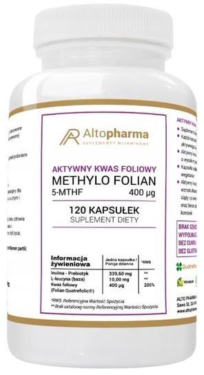 Suplement diety, AltoPharma, Aktywny Kwas Foliowy Witamina B9, 120 kaps. Inna marka