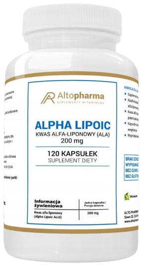 Suplement diety, AltoPharma, Kwas Alfa Liponowy (ALA) 200mg, 120 kaps. Inna marka