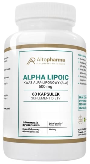 Suplement diety, AltoPharma, Kwas Alfa Liponowy (ALA) 600mg, 60 kaps. Inna marka