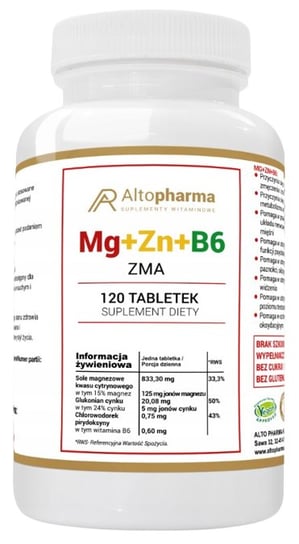 Suplement diety, Altopharma, Mg+zn+b6, 120 Tabletek ALTO PHARMA
