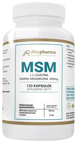 Suplement diety, Altopharma, MSM 500mg Siarka Organiczna, 120 Kap. ALTO PHARMA