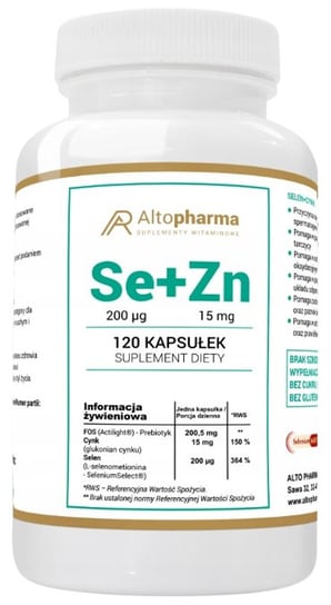 Suplement diety, Altopharma, Selen 200µg + Cynk 15mg + Prebiotyk, 120 Kaps. ALTO PHARMA