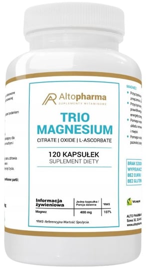 Suplement diety, Altopharma, Trio Magnesium Complex 400mg, 120 Kaps. ALTO PHARMA