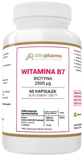 Suplement diety, AltoPharma, Witamina B7 2500µg Biotyna (H), 60 kaps. Inna marka