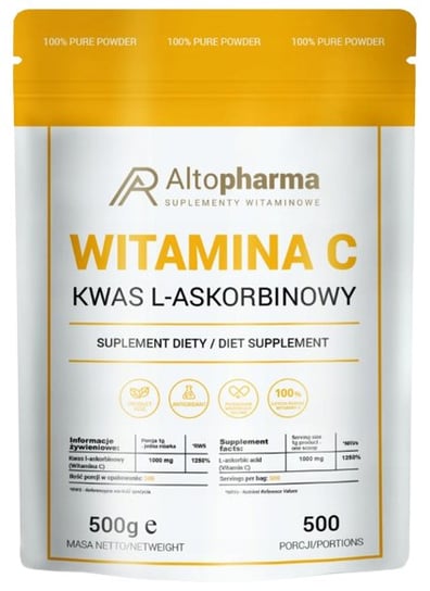 Suplement diety, AltoPharma, Witamina C w proszku 100% Kwas L-askorbinowy, 500g Inna marka