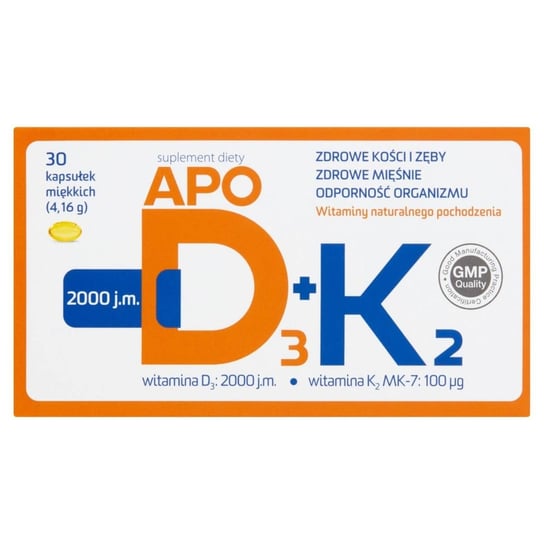 Suplement diety, Apotex, Apod3 + K2, 30 kapsułek Apotex