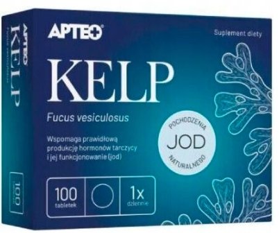 Suplement diety, Apteo, Kelp, Jod tarczyca, 100 tab. APTEO