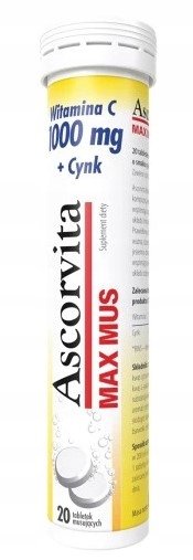Suplement diety, Ascorvita, Max, Mus Witamina C + Cynk, 20 tabl. mus. Ascorvit