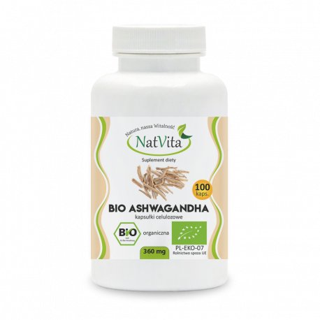 Suplement diety, Ashwagandha BIO kapsułki celulozowe NatVita 360mg NatVita