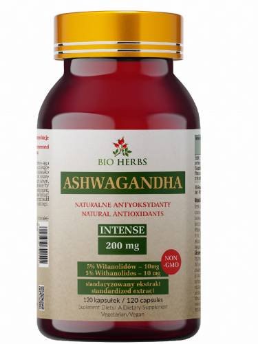 Suplement diety, Ashwagandha Intense 200 mg 120 kapsułek Bio Herbs