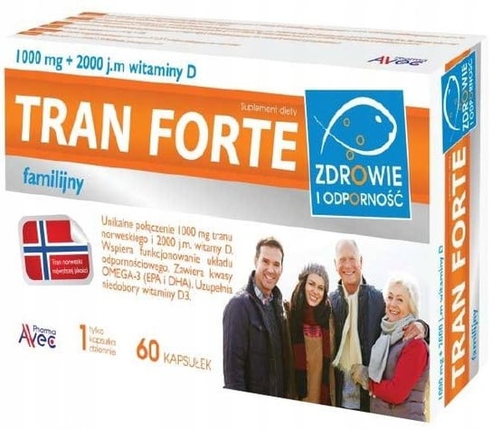 Suplement diety, Avec Pharma, Tran Familijny Forte + Witamina D, 60 kaps. TRAN familijny FORTE