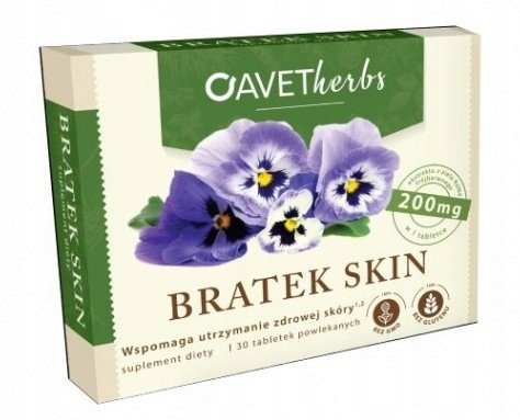 Suplement diety, Avet Pharma, Bratek Skin 200mg 30 tabl. Avet Pharma
