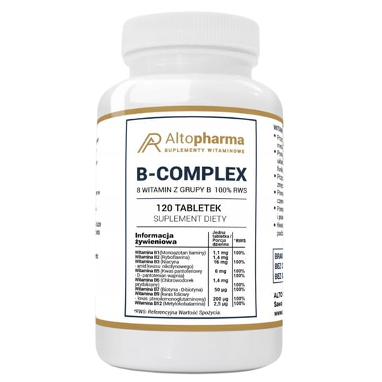 Suplement diety, B-100 Complex, Kompleks 8 Witamin z Grupy B, 120 tab. Alto Pharma