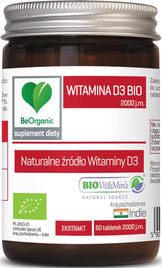 Suplement diety, BEORGANIC Witamina D3 BIO 2000 j.m. 60 tab. BeOrganic