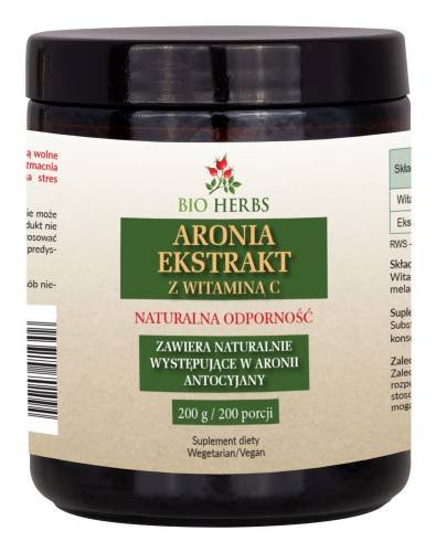 Suplement diety, Bio Herbs, Aronia Ekstrakt  z Witaminą C Antocyjany, 200g Bio Herbs