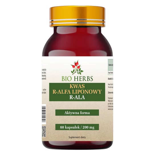 Suplement diety, Bio Herbs, Kwas R-alfa liponowy R-ALA 200 mg, 60 kaps. Bio Herbs