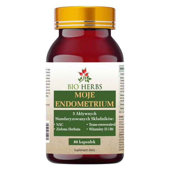 Suplement diety, Bio Herbs, Moje Endometrium 5 Aktywnych Standaryzowanych Składników, 80 kaps. Bio Herbs