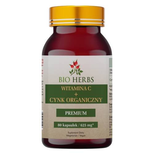 Suplement diety, Bio Herbs, Witamina C + Cynk Organiczny  625mg, 80 Kaps. Bio Herbs