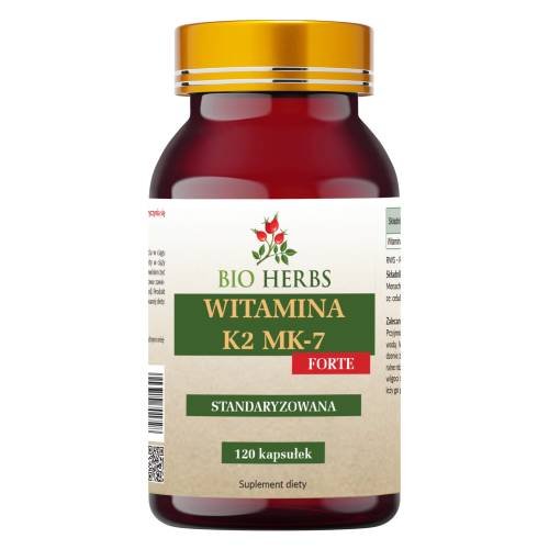 Suplement diety, Bio Herbs, Witamina K2 Mk-7 Forte 200mcg Naturalna Standaryzowana Z Natto, 120 Kaps. Bio Herbs