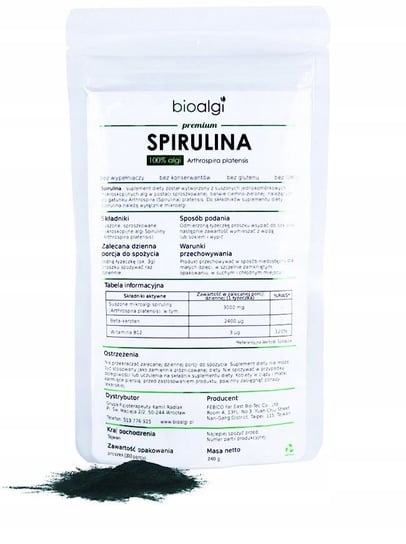 Suplement diety, Bioalgi, Spirulina proszek, 240g bioalgi